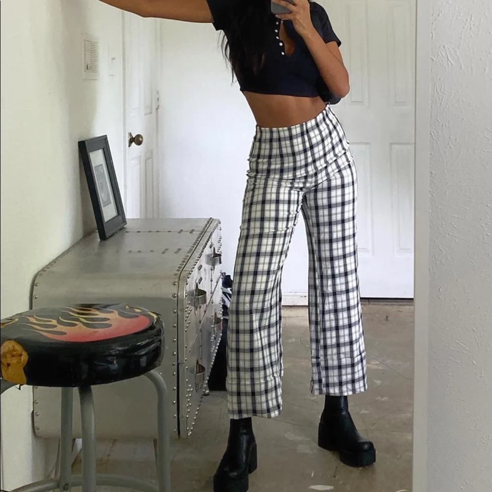Princess Polly Euros Pants - plaid pants, high waisted Size XS